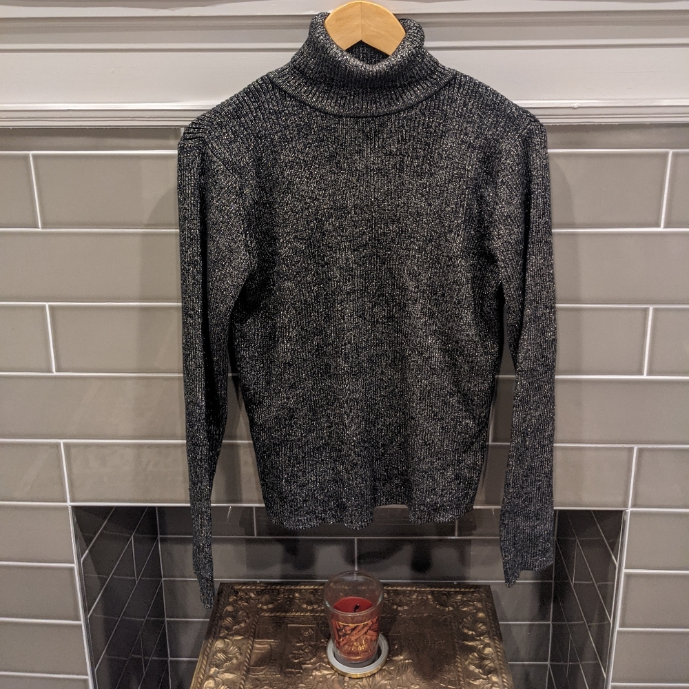 Black and gold turtleneck sweater